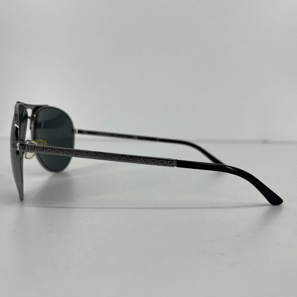 Versace Aviator Sunglasses Gunmetal Greek Key Mod 2164 1001/87 60-15 140 3N